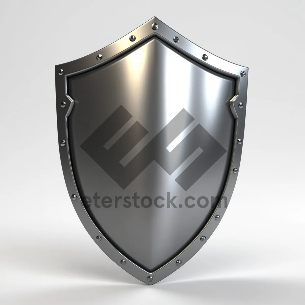 Picture of Shiny metal shield icon with heart symbol emblem.