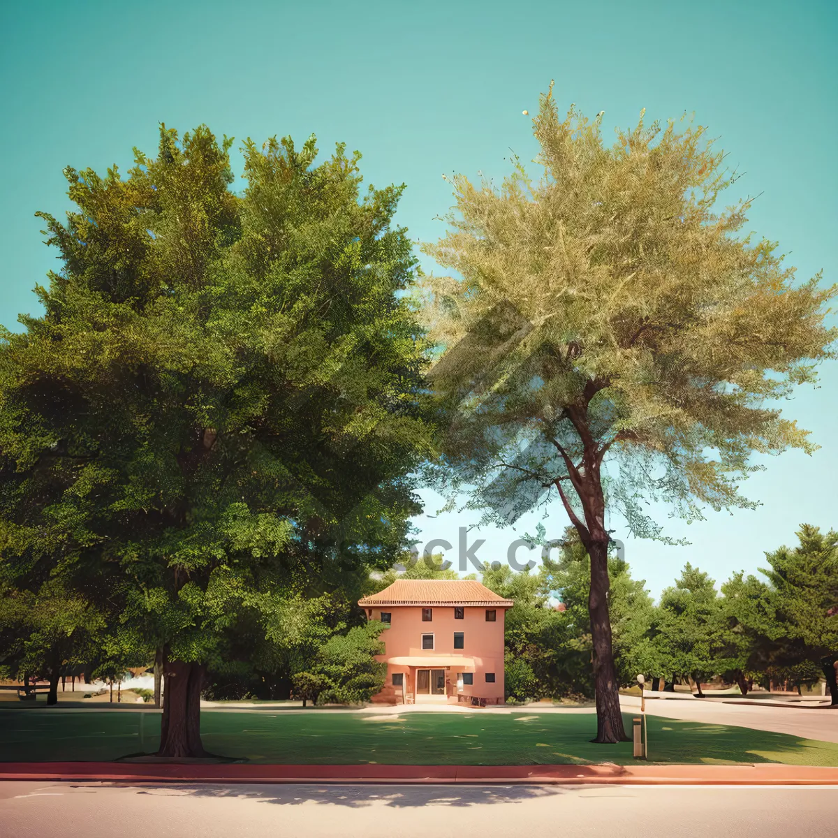 Picture of Vibrant Vistas: Serene Elm Tree in a Picturesque Countryside