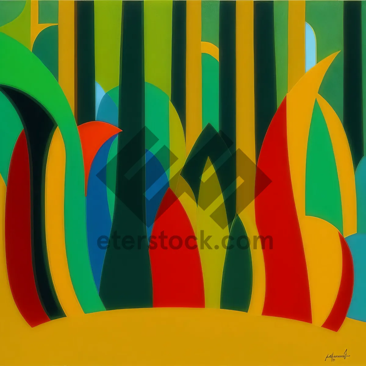 Picture of Abstract Flag Silhouette Graphic Art Design.