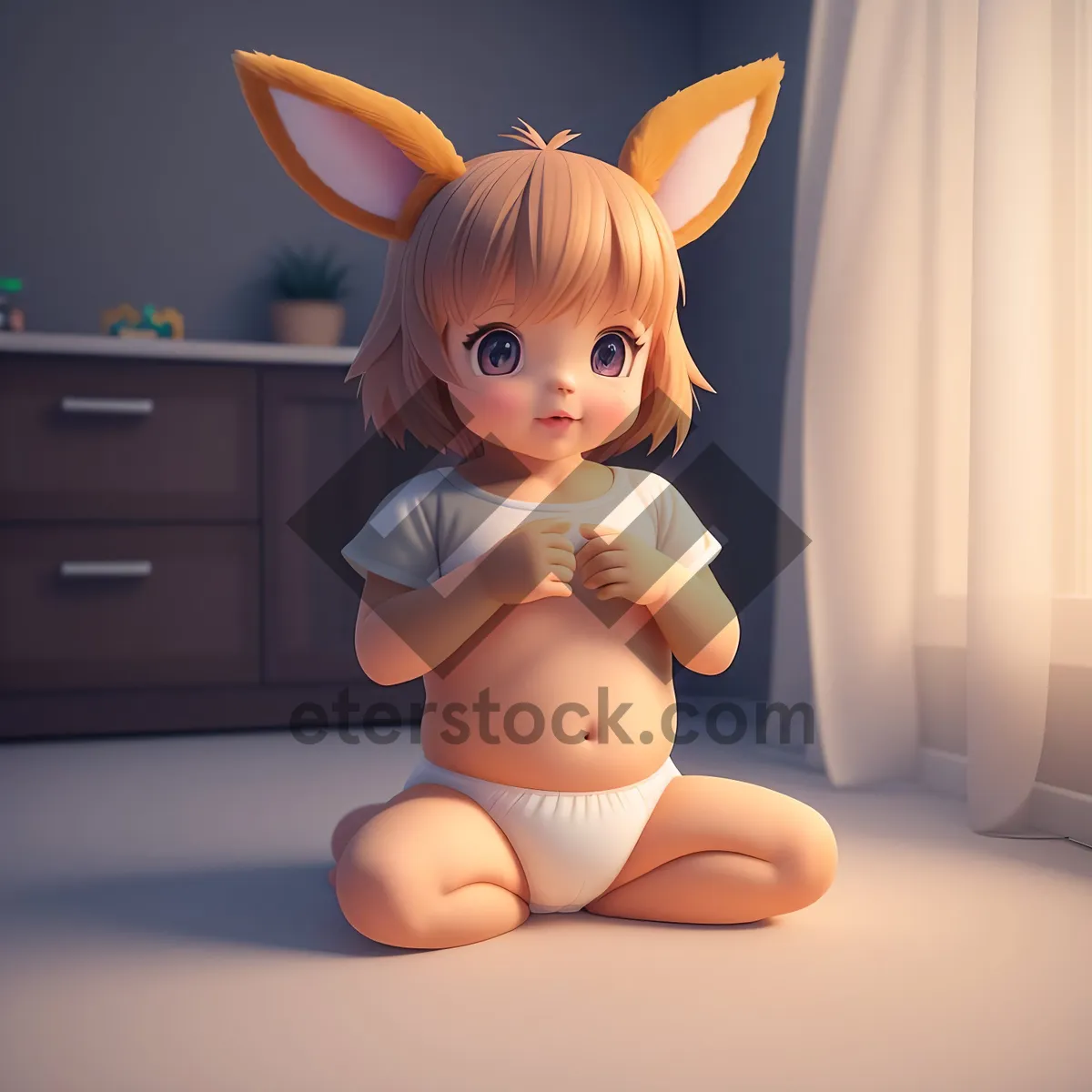 Picture of Adorable Little Boy Playing with Doll