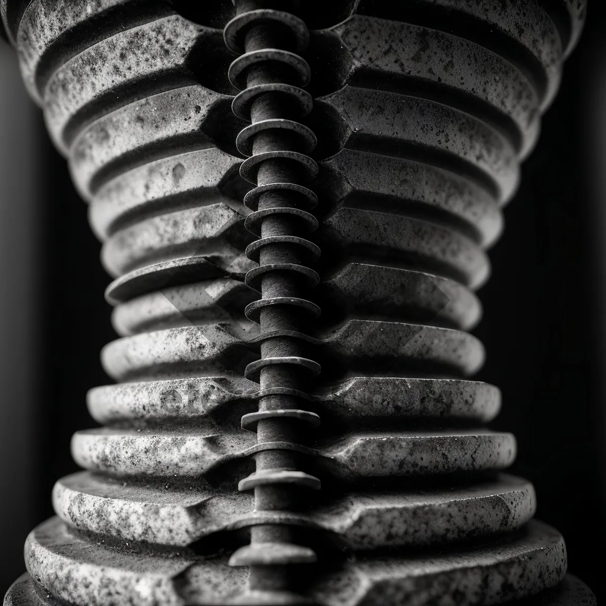 Picture of Elastic Coil Spring Stacked with Coins and Stones.