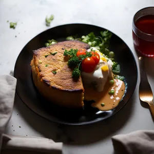 Delicious Fresh Vegetable Salad with Chocolate Sauce.