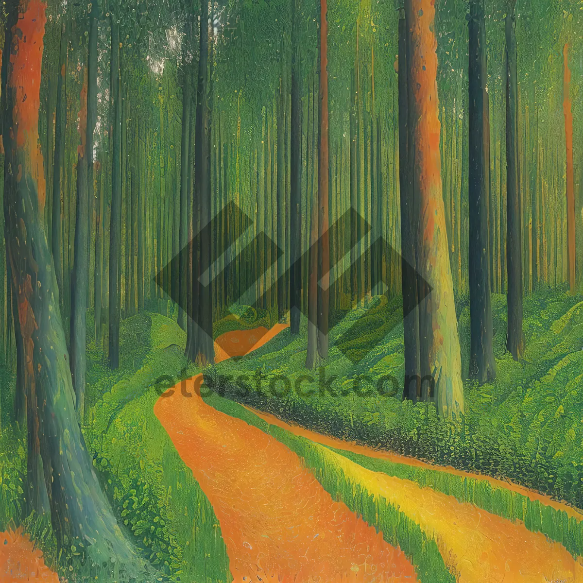 Picture of Bright Summer Forest: Natural Vessel Amongst Foliage