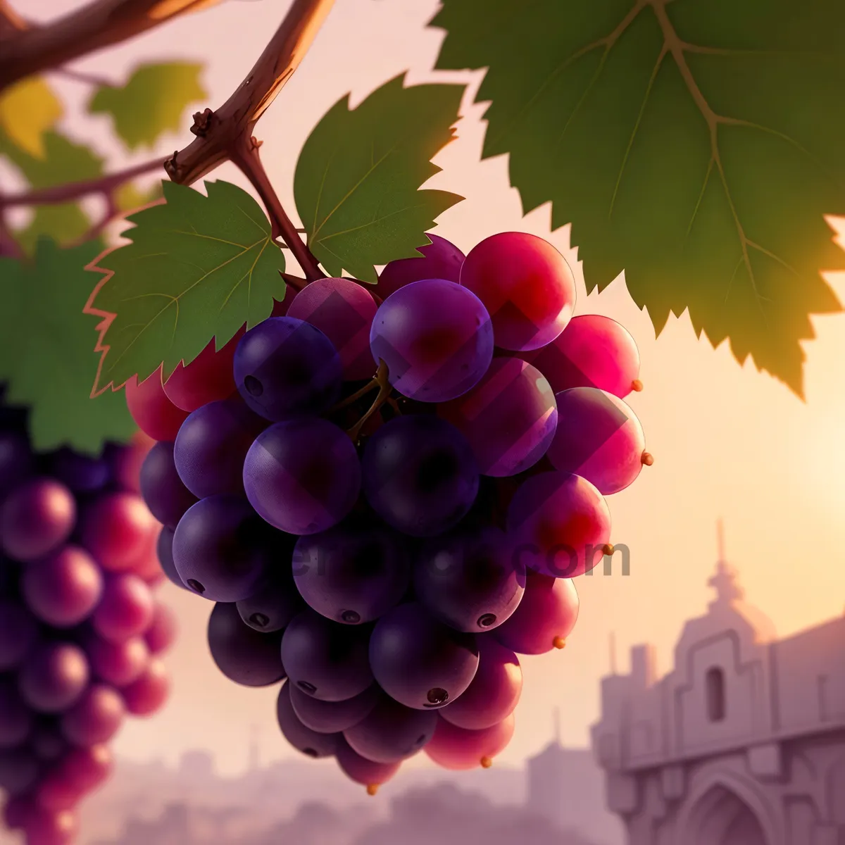 Picture of Autumn Harvest: Vibrant Purple Grape Bunch