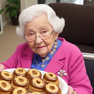 Smiling Grandma Enjoying Home-cooked Breakfast