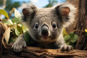 Adorable tree climber with fluffy tail and bright eyes