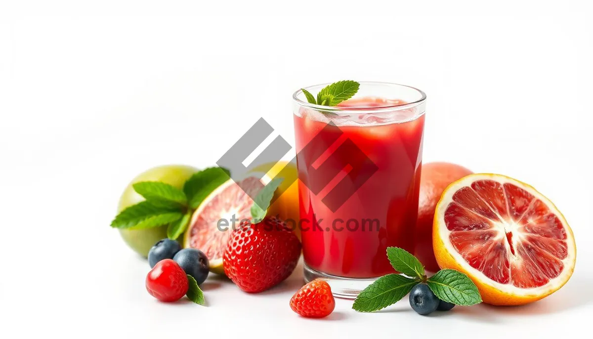 Picture of Fresh Strawberry Breakfast Bowl with Juicy Berries and Leaf