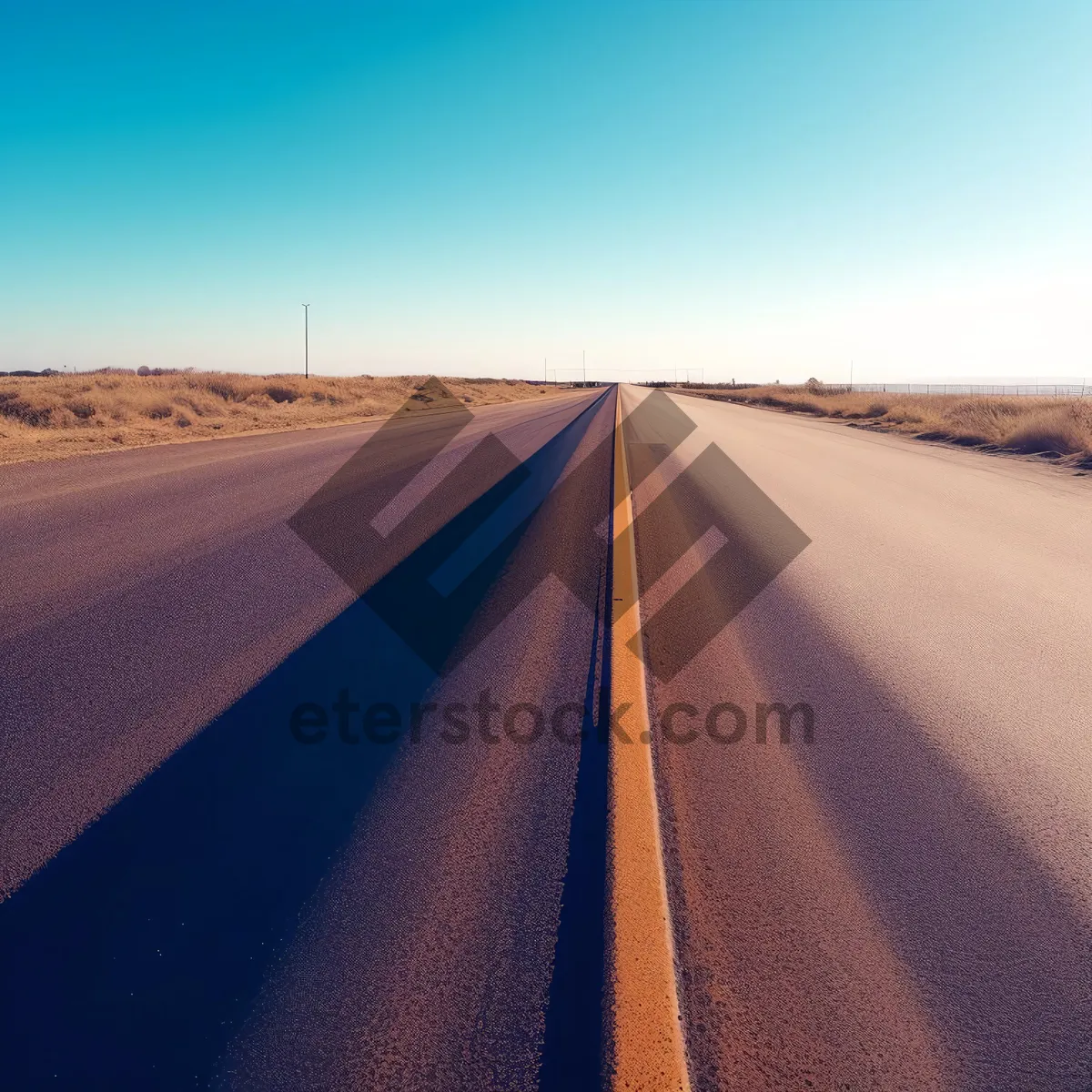Picture of Rural Road Travel Through Scenic Desert Horizon