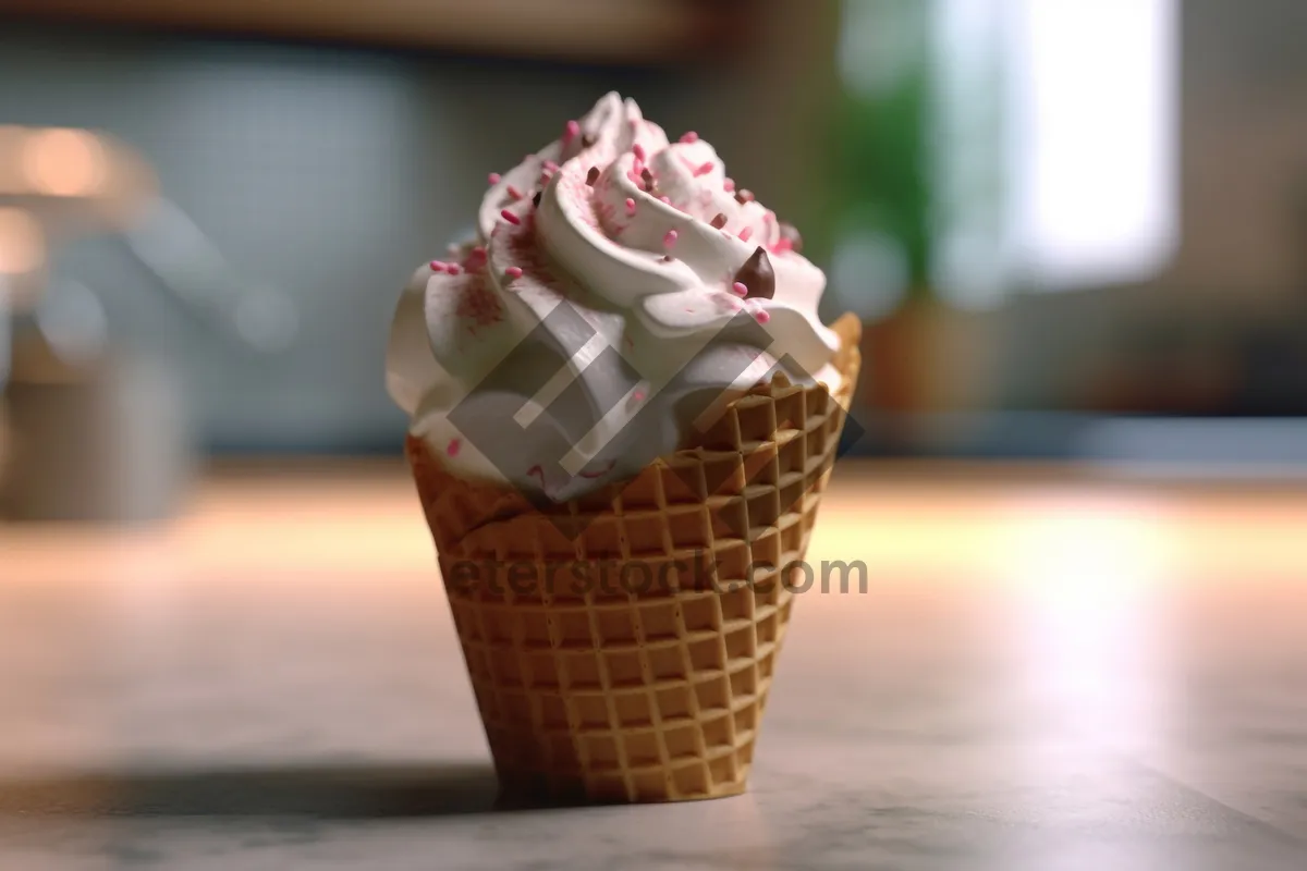 Picture of Delicious fruit and cream cupcake with vanilla icing