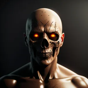 Frightening Skull with Spooky Mask: Conceptual Horror Image