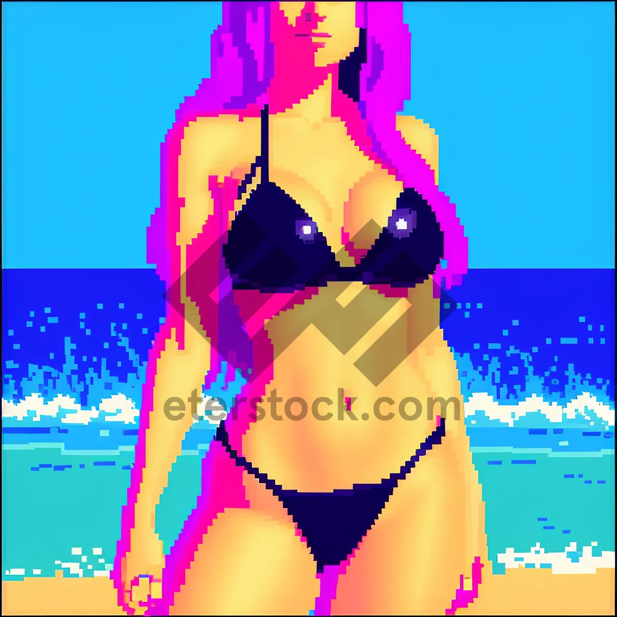 Picture of Stunning Bikini Model Posing Sensually on Beach