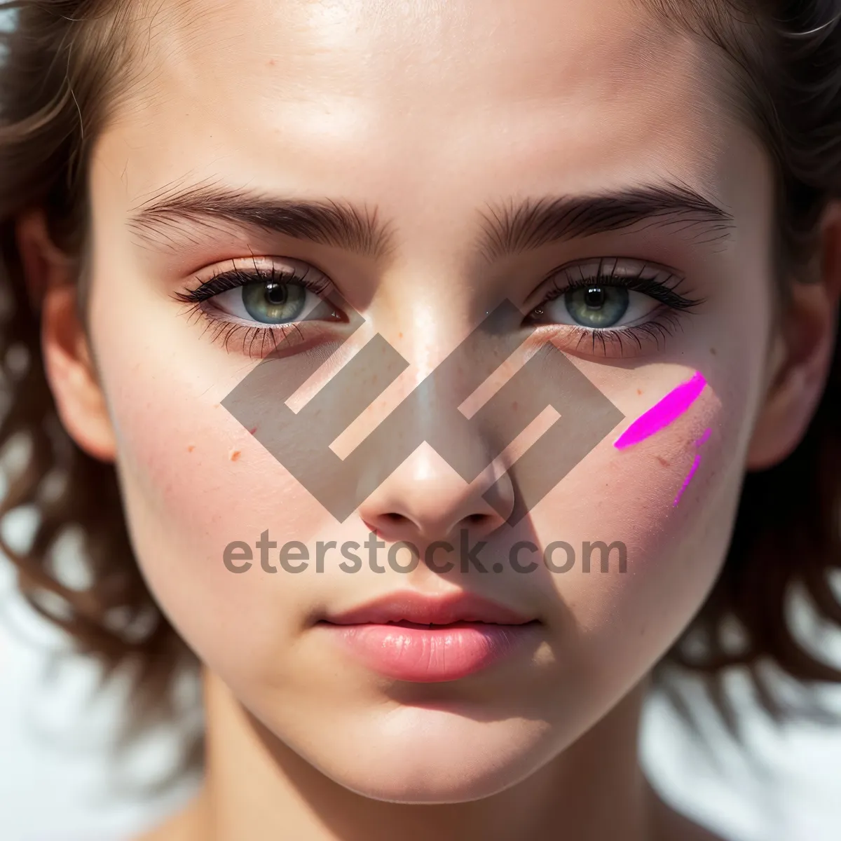 Picture of Radiant Beauty: Captivating Closeup of Attractive Model with Flawless Skin and Seductive Eyes