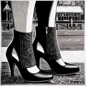 Black Leather Cowboy Boots with Lace Detail