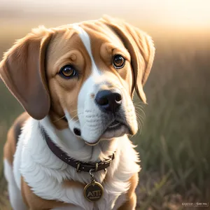 Cute Canine Companion Sitting with Brown Nose and Collar