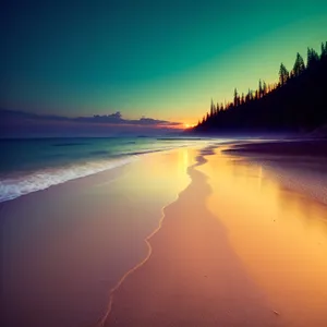 Serene Sunset Over Tropical Beach