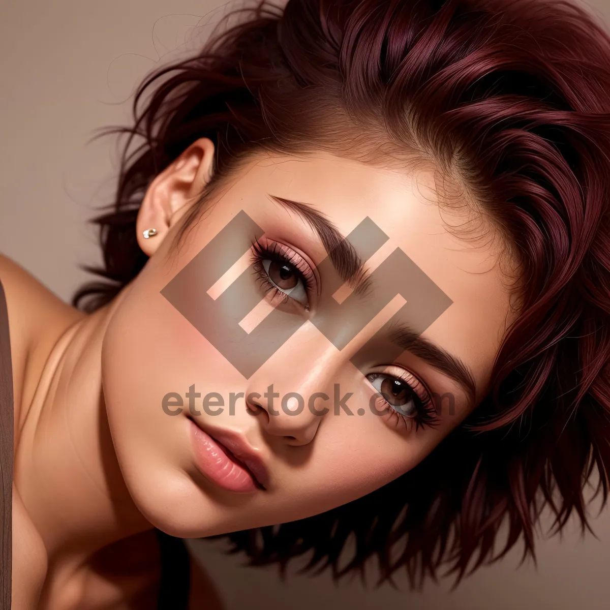 Picture of Stunning Brunette with Mesmerizing Eyes and Graceful Hairstyle