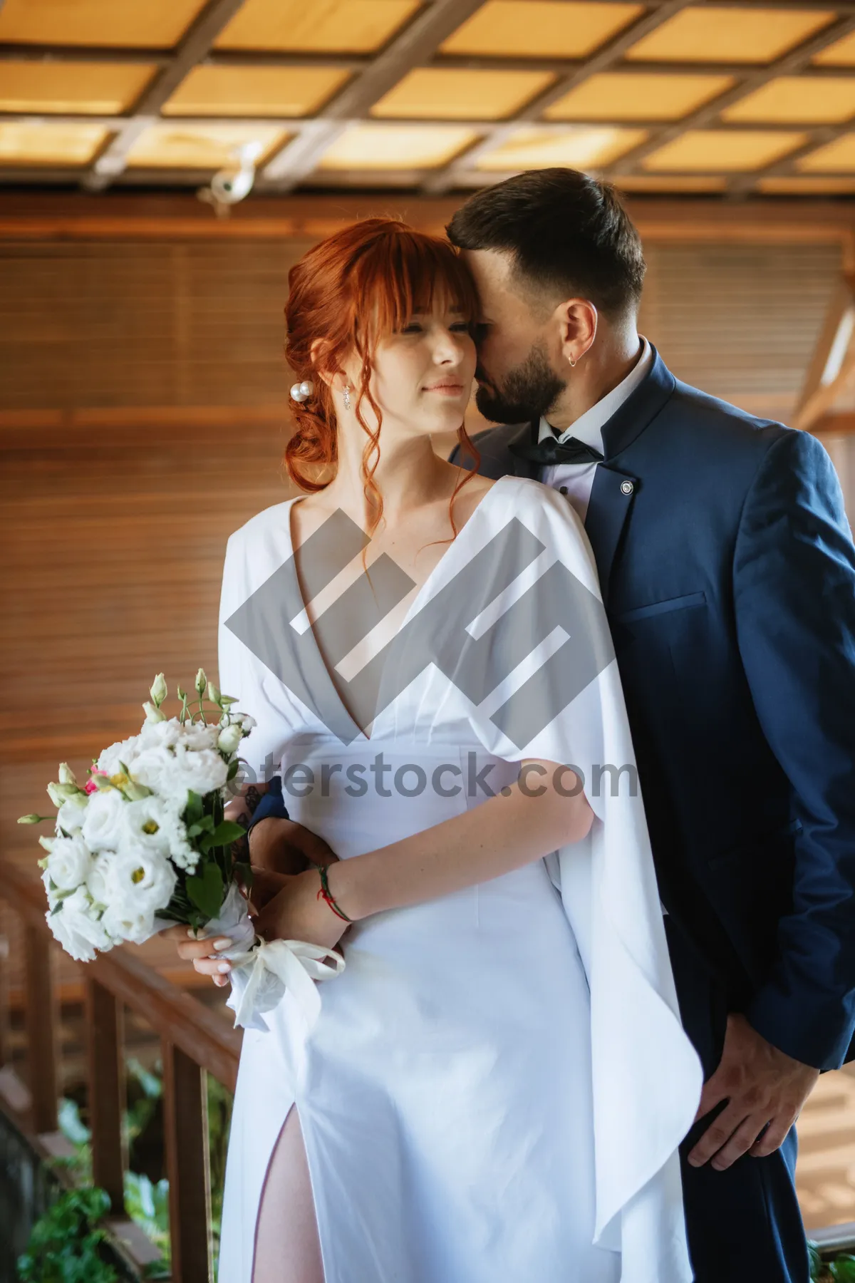 Picture of Happy couple smiling on wedding day