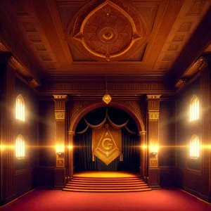 Historic Cathedral Interior with Throne and Arch