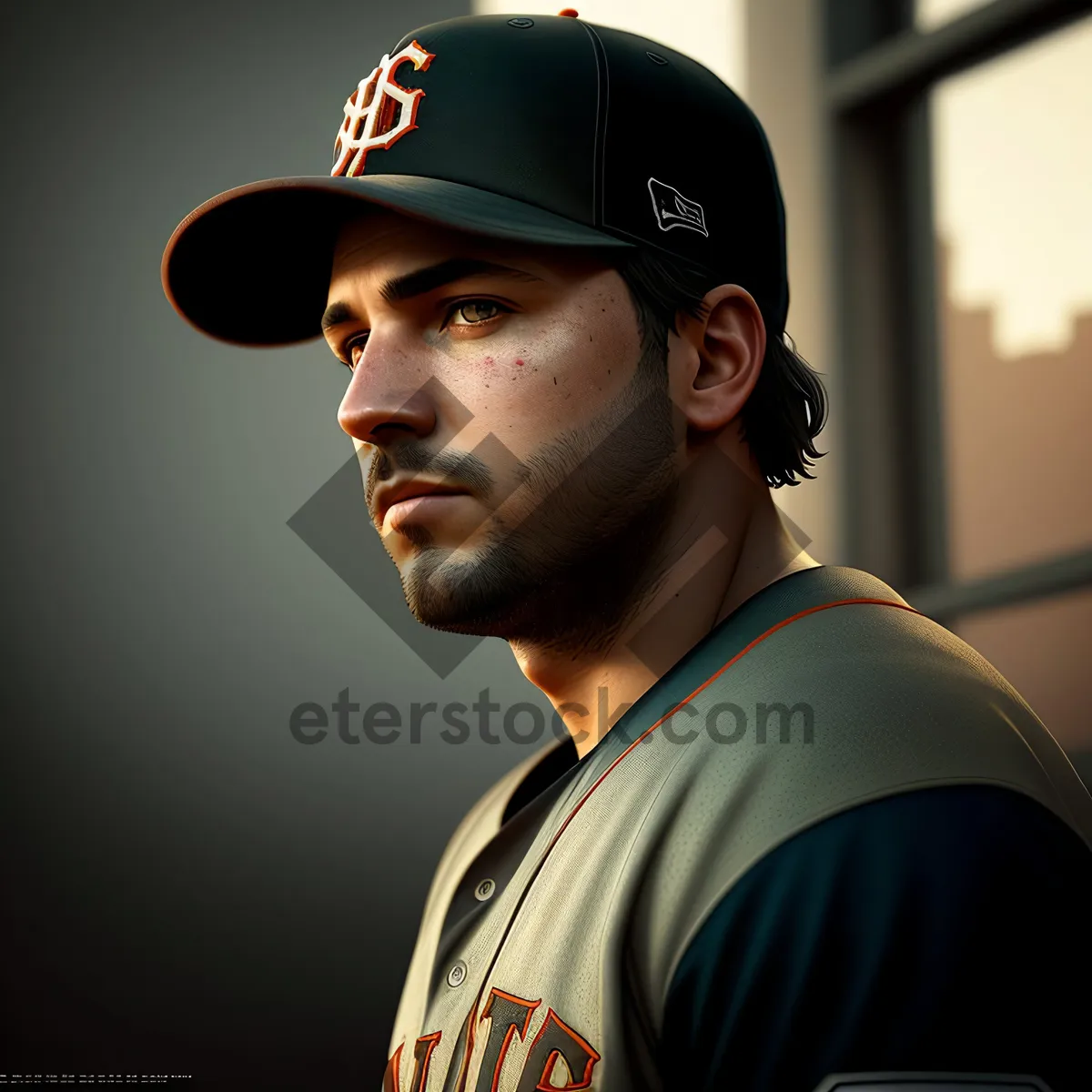 Picture of Handsome male athlete in baseball cap