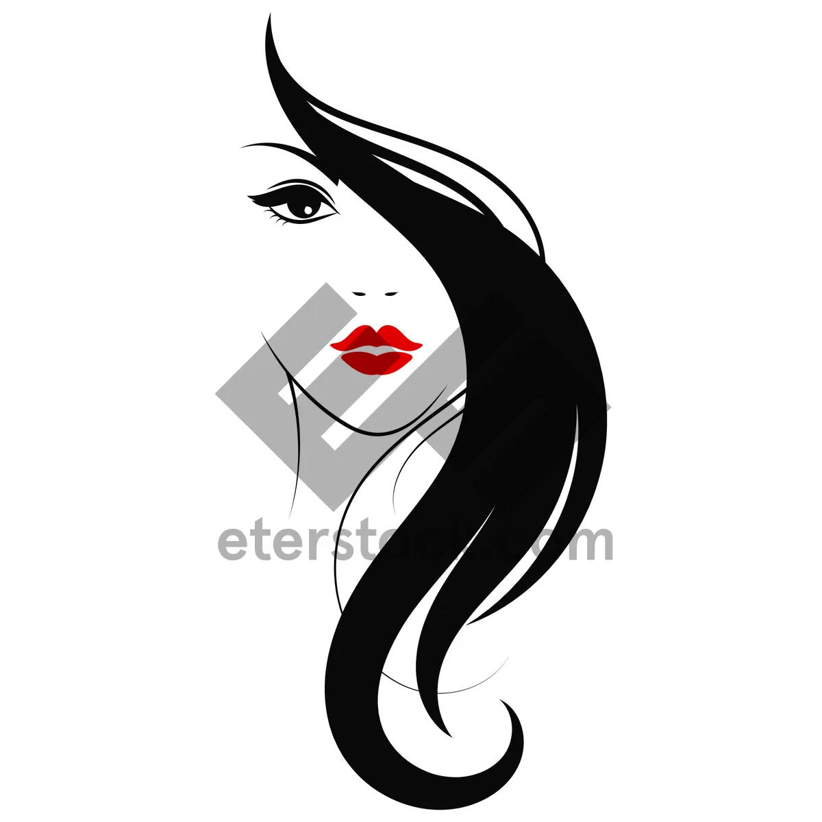 Picture of Black silhouette cartoon art graphic symbol haircut design.