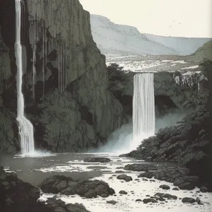 Rushing Waters in Forested Canyon