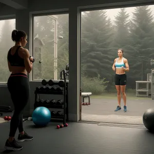 Fit Man Working Out With Dumbbells in Gym