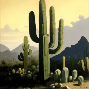 Spectacular Southwest Desert Sunset with Saguaro Cacti