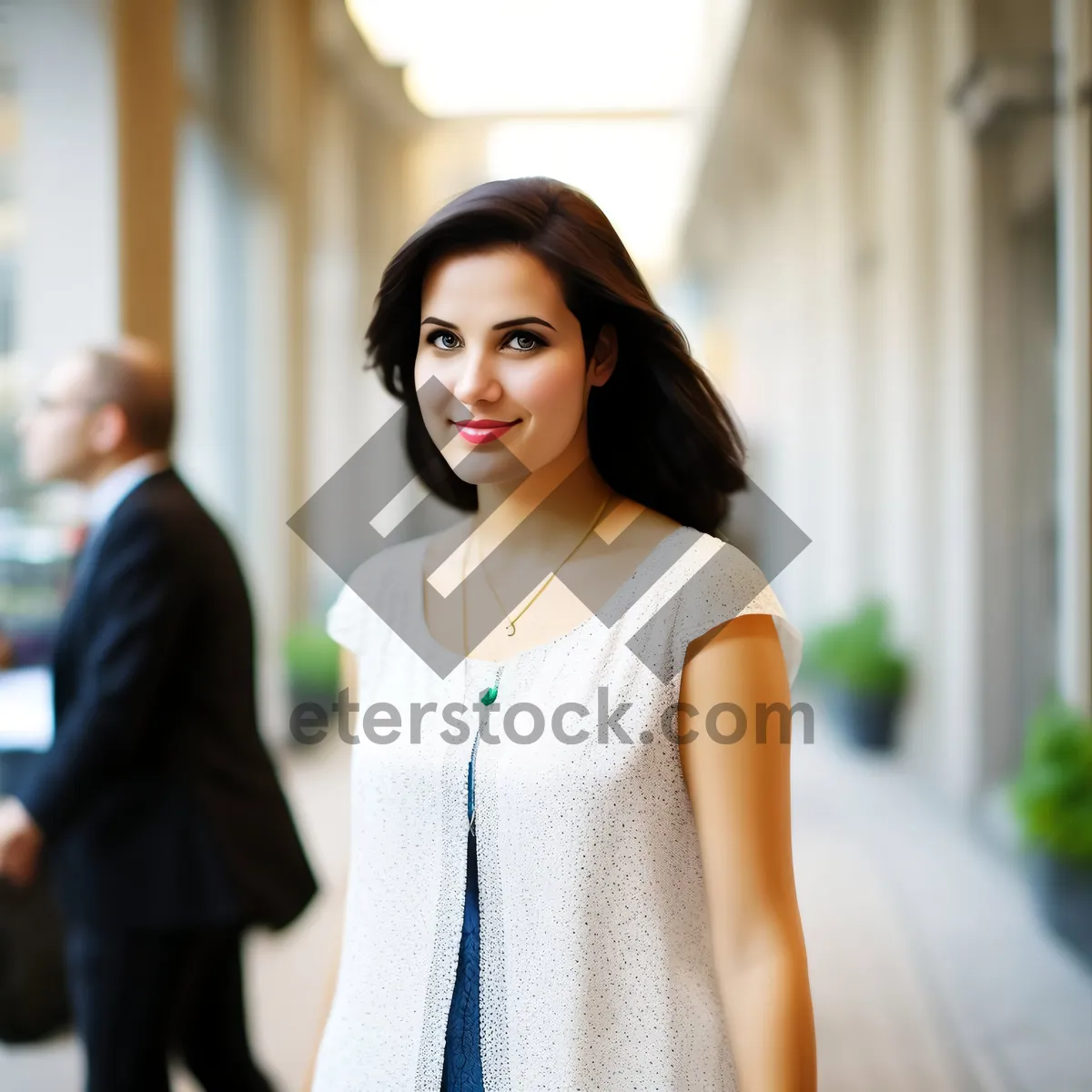 Picture of Smiling brunette businesswoman in her 20s