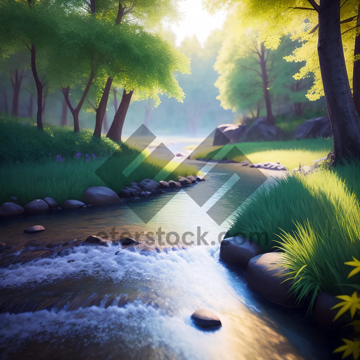 Picture of Serene Sunset Over Rocky River