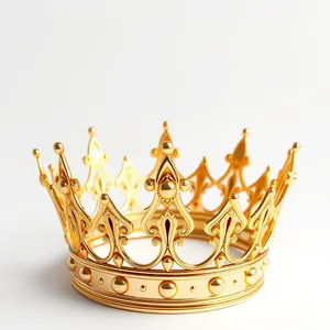 Golden crown icon for heraldic decoration symbol.