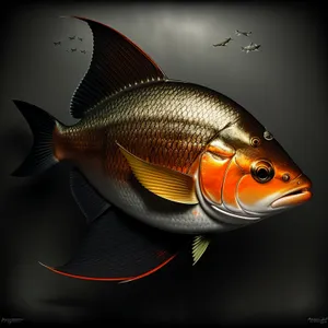 Golden Fin Swimmer in Fish Tank