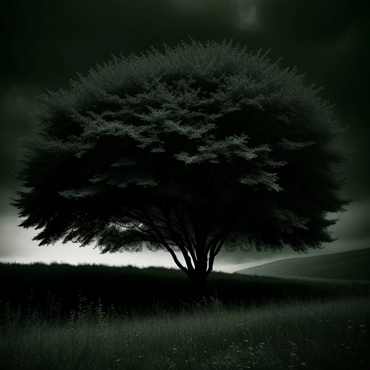 Picture of Night Sky Reflection on Car Mirror with Tree and Fountain