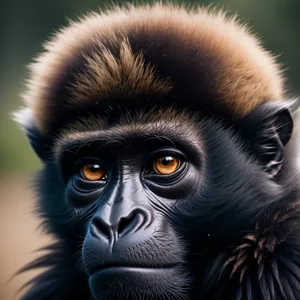 Wild Primate Portrait: Majestic Ape in Natural Habitat.