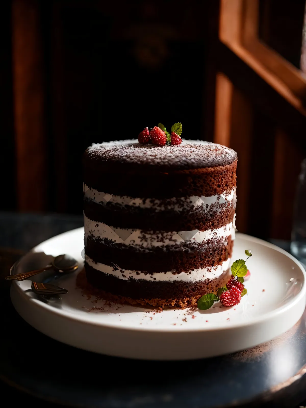 Picture of Delicious Berry Cream Cake with Gourmet Chocolate