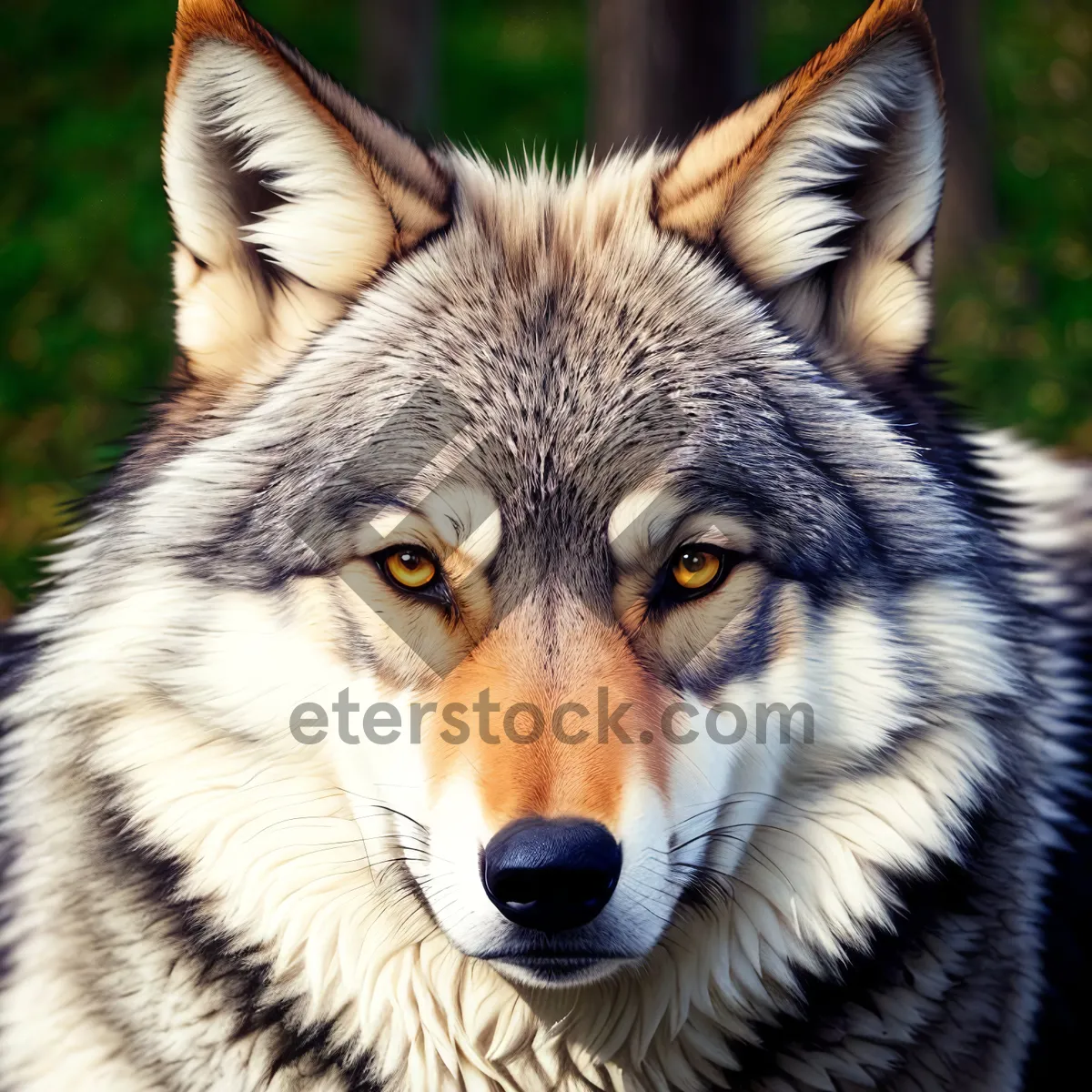 Picture of Fierce Furry Timber Wolf with Piercing Eyes