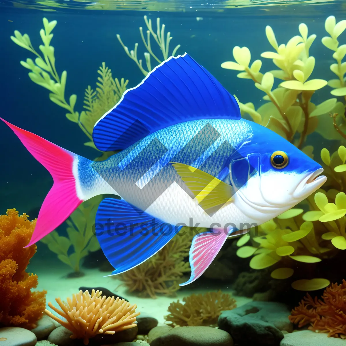 Picture of Tropical Underwater Reef with Colorful Fish