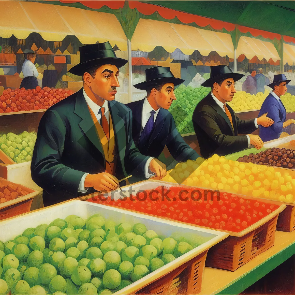 Picture of Fresh and Juicy Fruit at Farmer's Market Stall