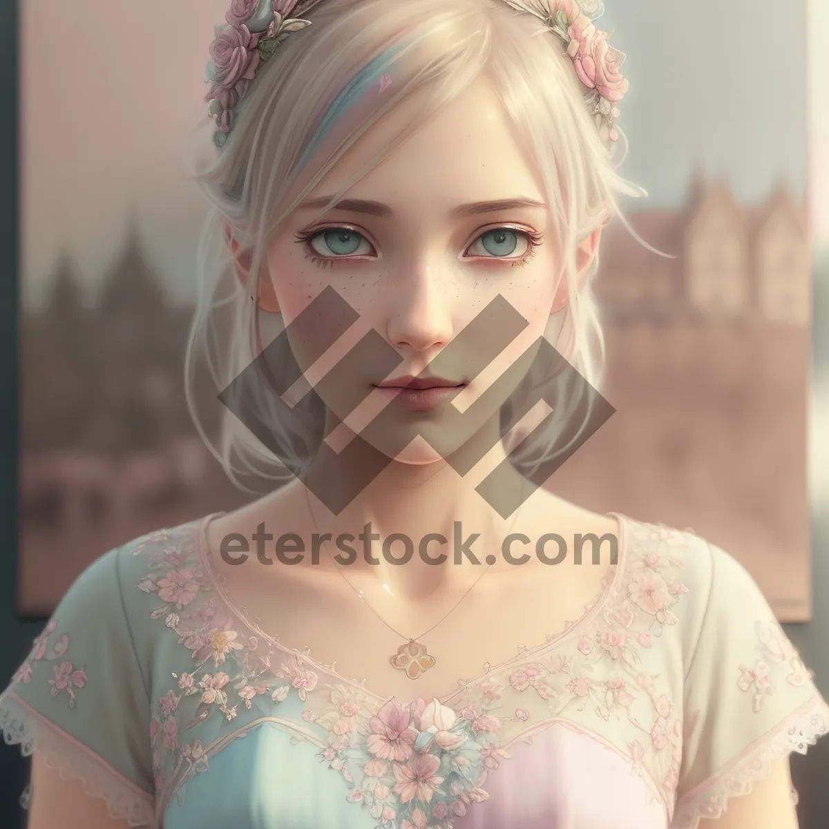 Picture of Blond Fashion Model with Attractive Make-up and Sensual Style