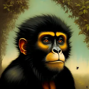 Natural Black-eyed Gibbon Primate Portrait