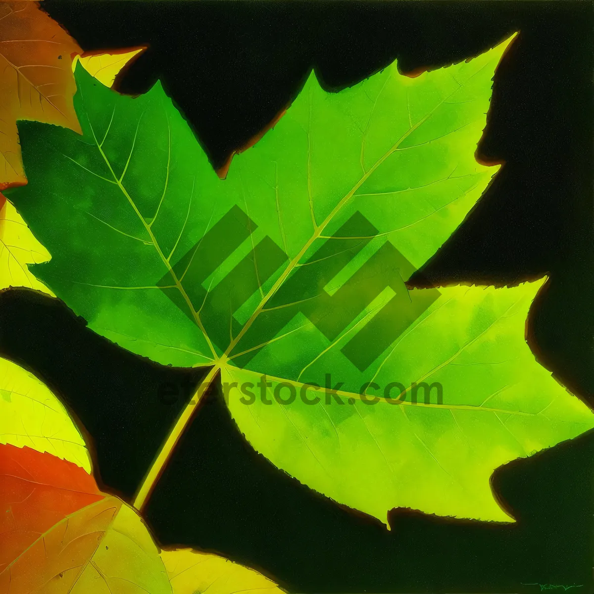 Picture of Vibrant Autumn Maple Leaves in Forest