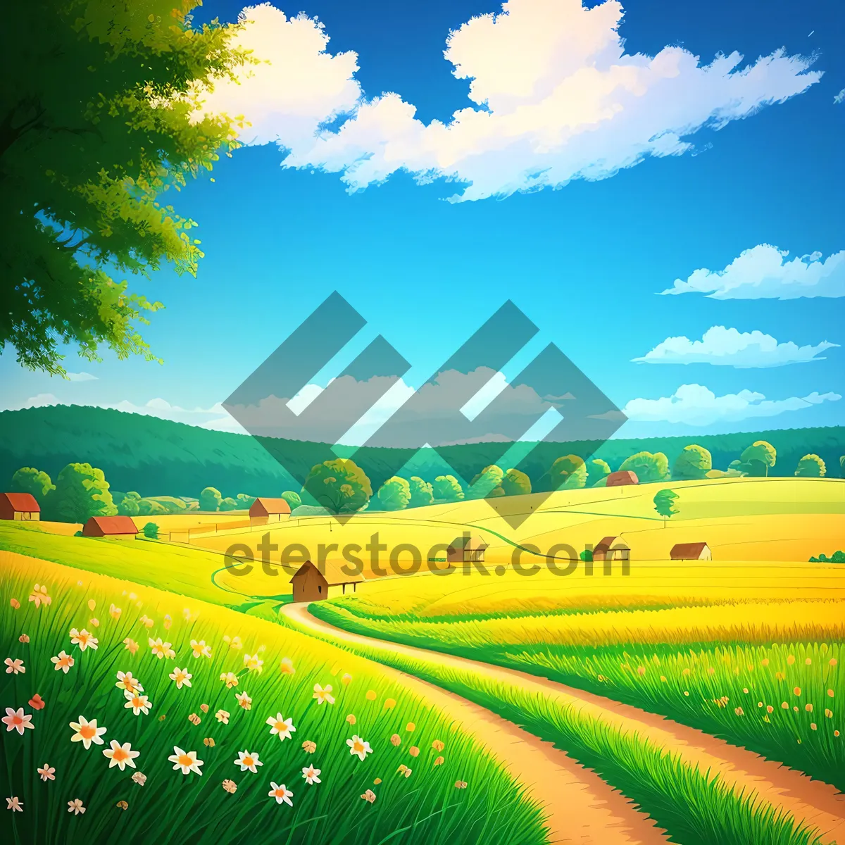 Picture of Vibrant Rural Meadow Under Open Sky