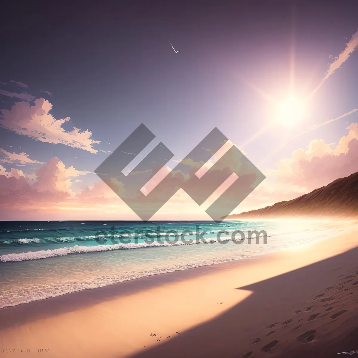 Picture of Serenity by the Shore: Sunset Bliss on a Tropical Beach