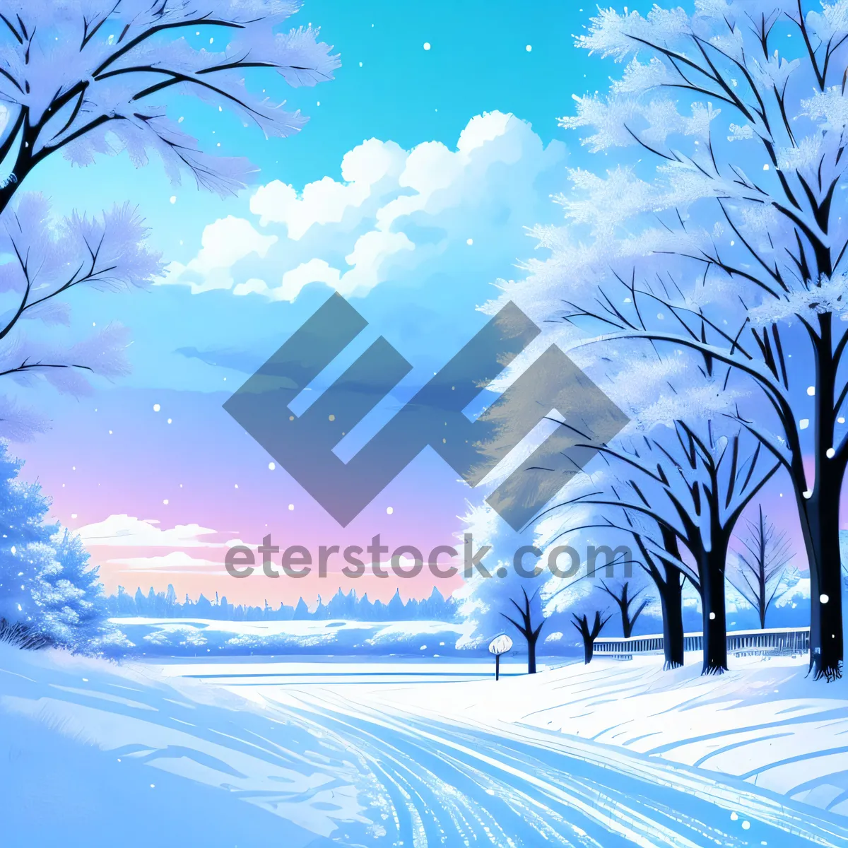 Picture of Snowy Winter Wonderland: A Bright and Frosty Galactic Holiday Sky
