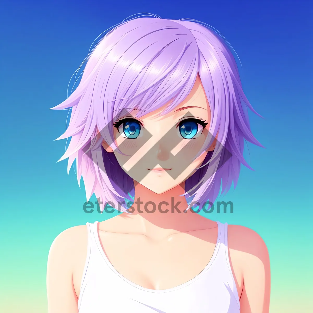 Picture of Cute Cartoon Lady with Attractive Haircut