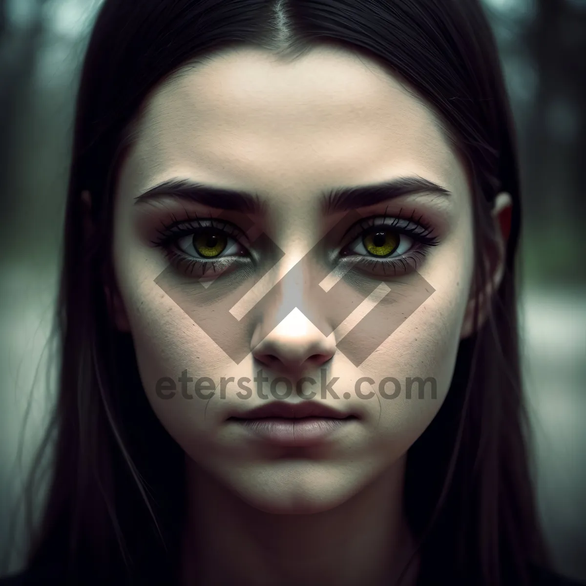 Picture of Sultry Beauty: Captivating Close-up Portrait of Attractive Brunette Model