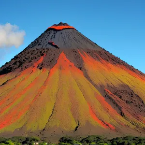 Majestic Volcanic Mountain Peak in Snowy Landscape