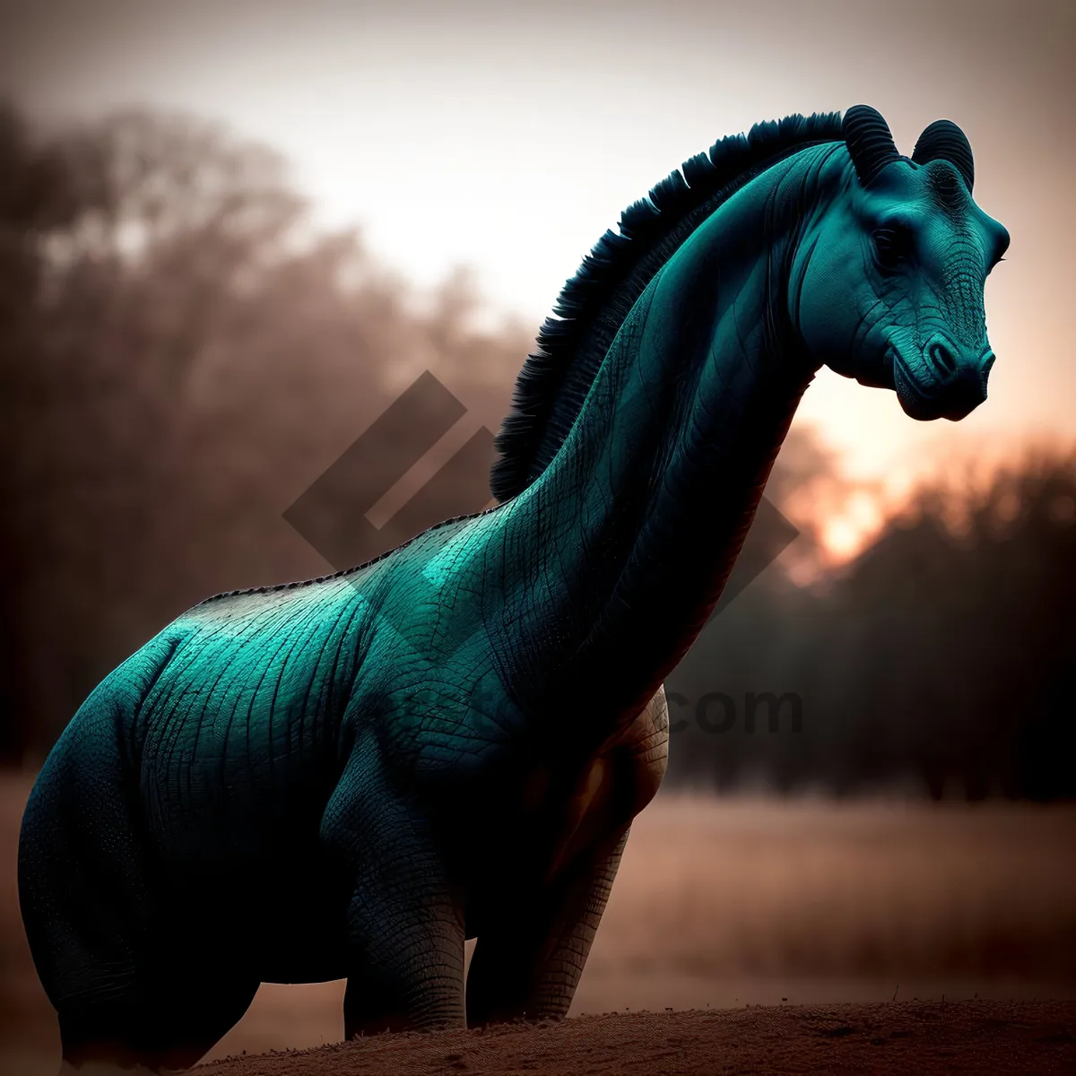 Picture of Desert Wildlife: Majestic Peacock and Stallion.