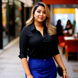 Smiling brunette student model in casual attire