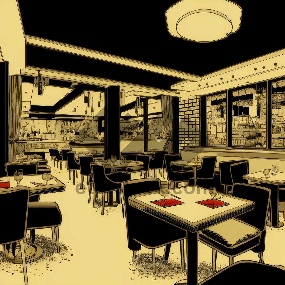 Picture of Modern interior design of a stylish restaurant