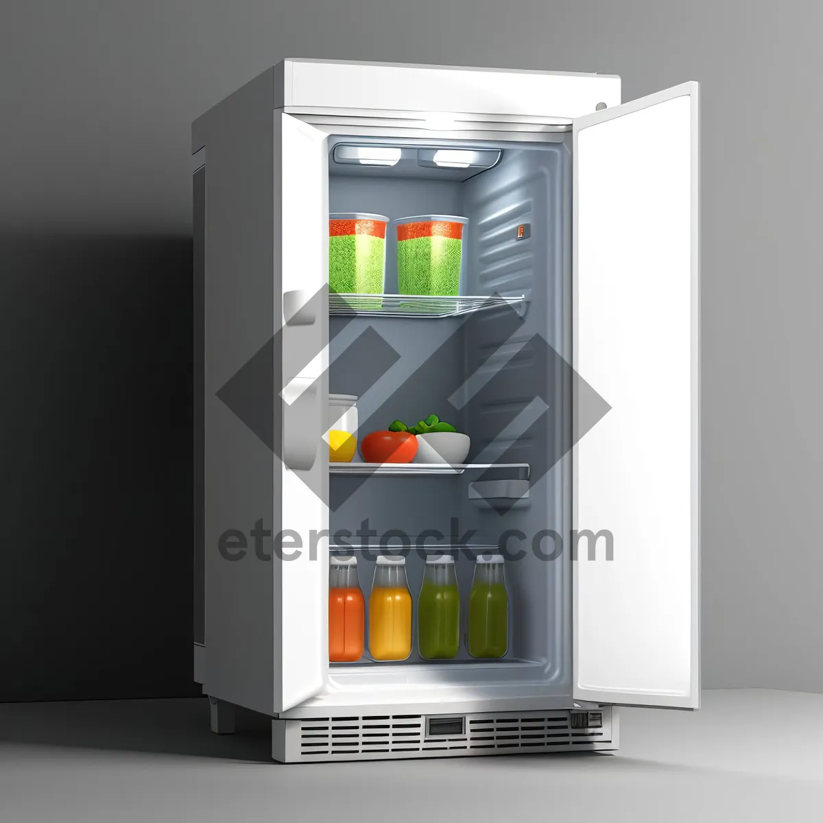 Picture of Modern White Refrigerator with Open Door